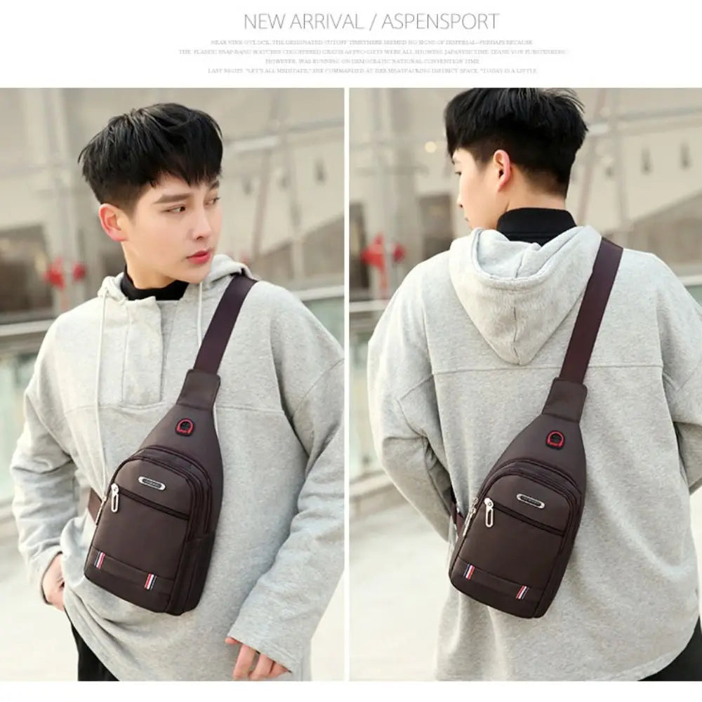 Black Grey Brown Men Messenger Bags New Rectangle Oxford Cloth Men Crossbody Bag USB Charge Shoulder Bag Male 3 Zipper Bag-4