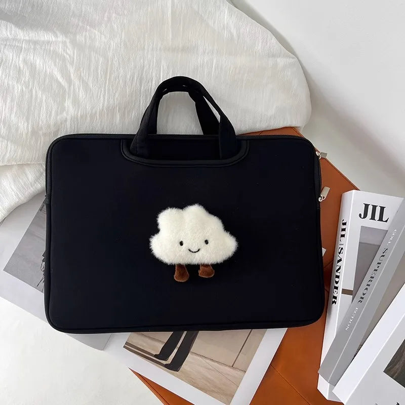 Ins Style Black Laptop Briefcase 11-16 Inch Notebook Handbag Women Daily Portable Macbook Samsung Huawei Carry Bag
