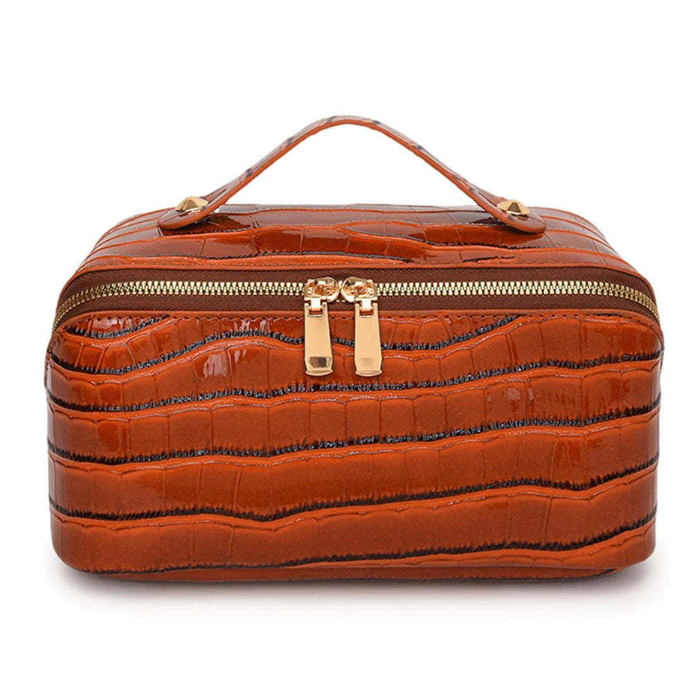 PU Leather Makeup Bag Simple Cosmetic Bag Multi-Compartment Travel Toiletry Bag Makeup Organizer Bag Women Cosmetics Handbag-16