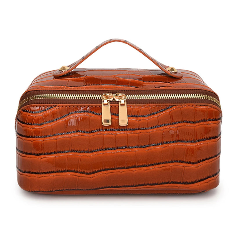 PU Leather Makeup Bag Simple Cosmetic Bag Multi-Compartment Travel Toiletry Bag Makeup Organizer Bag Women Cosmetics Handbag-16