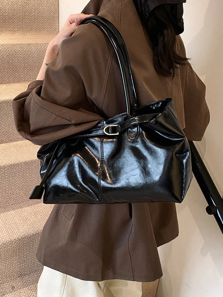 PU Leather Hobo Handbag Slouchy Top Handle Bag Fashion Work Bags Large Satchel Bag for Women Work Shopping Travel-16