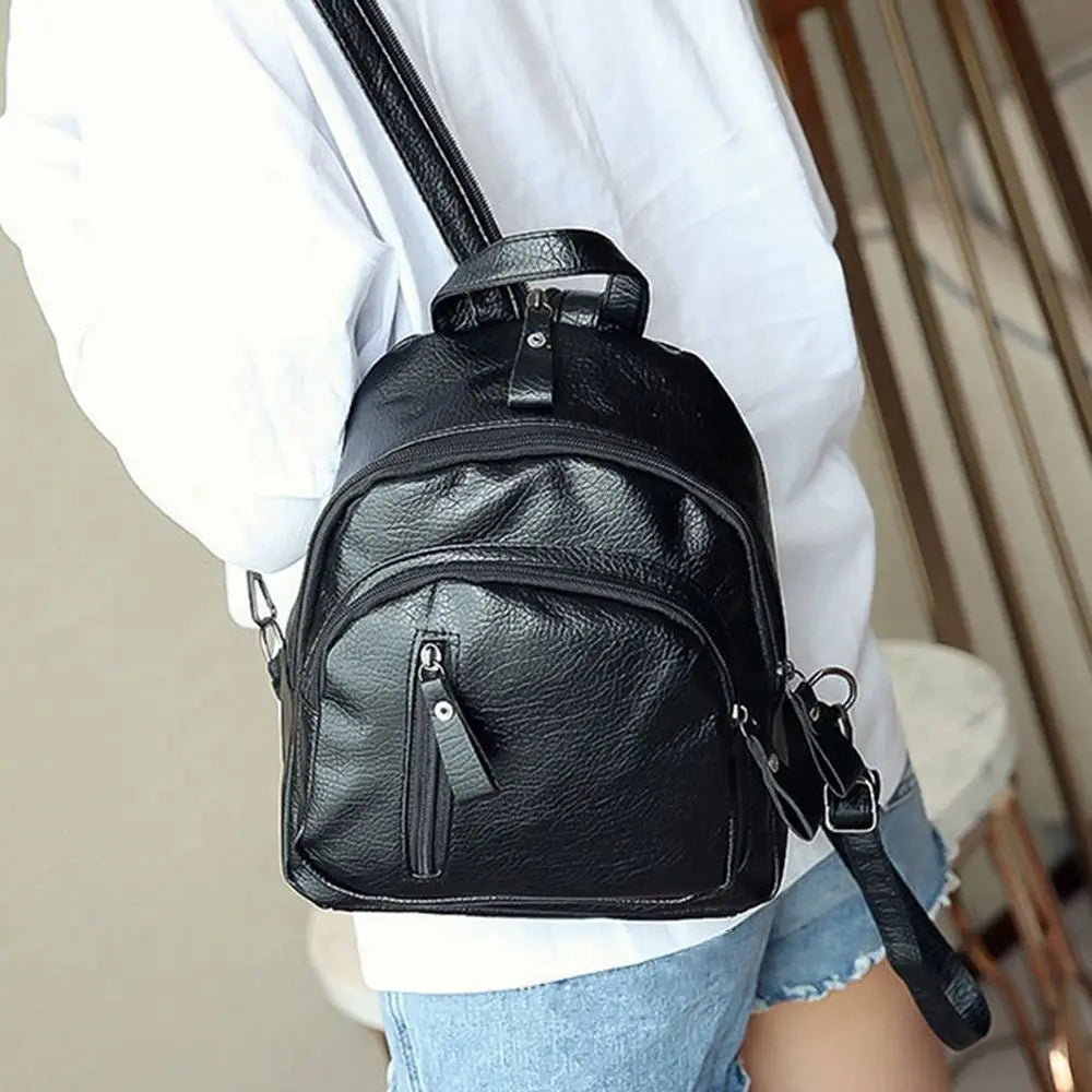 Waterproof Leather Ladies Backpack Large Capacity Anti Theft PU Leather Double Shoulder Daily Work Mature Women Fashion Bag-16