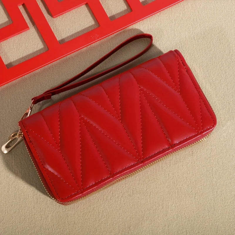 Classic Ladies Double Zip Long Wallet, Casual Style, Faux Leather, Card Holder and Change Bag, Nylon Lined, Zip Pocket-14