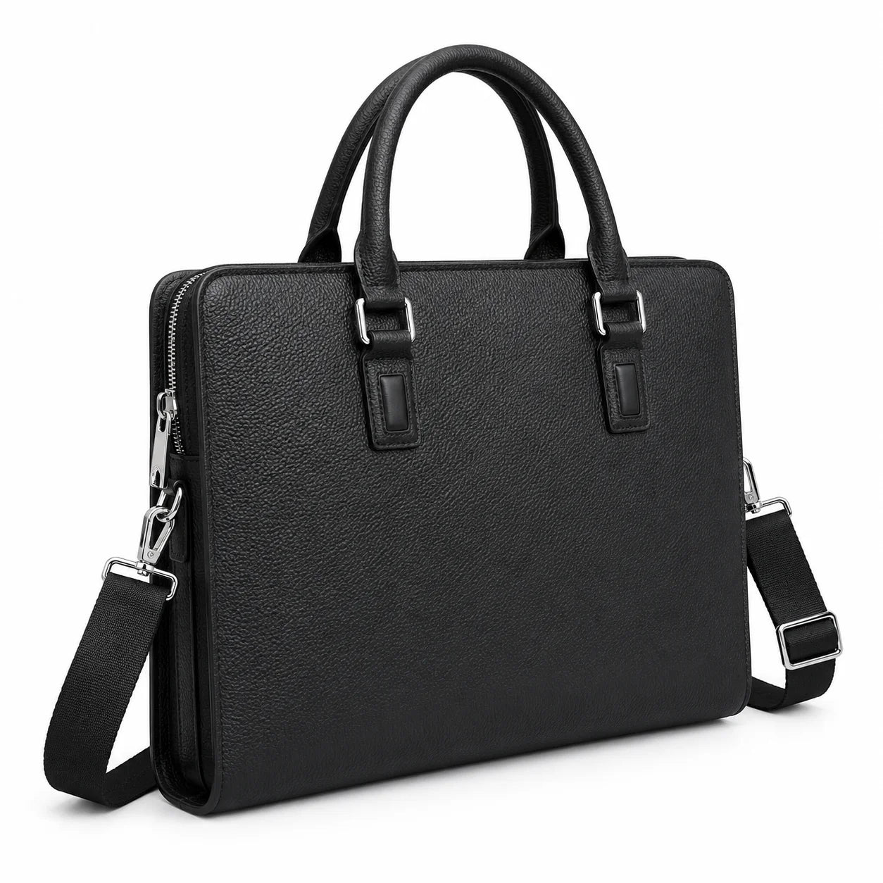 Classic Mens Top Handle Bags Luxury Business Black Briefcase for Men Daily Office Work Handbags Genuine Leather Travel Messenger Bags