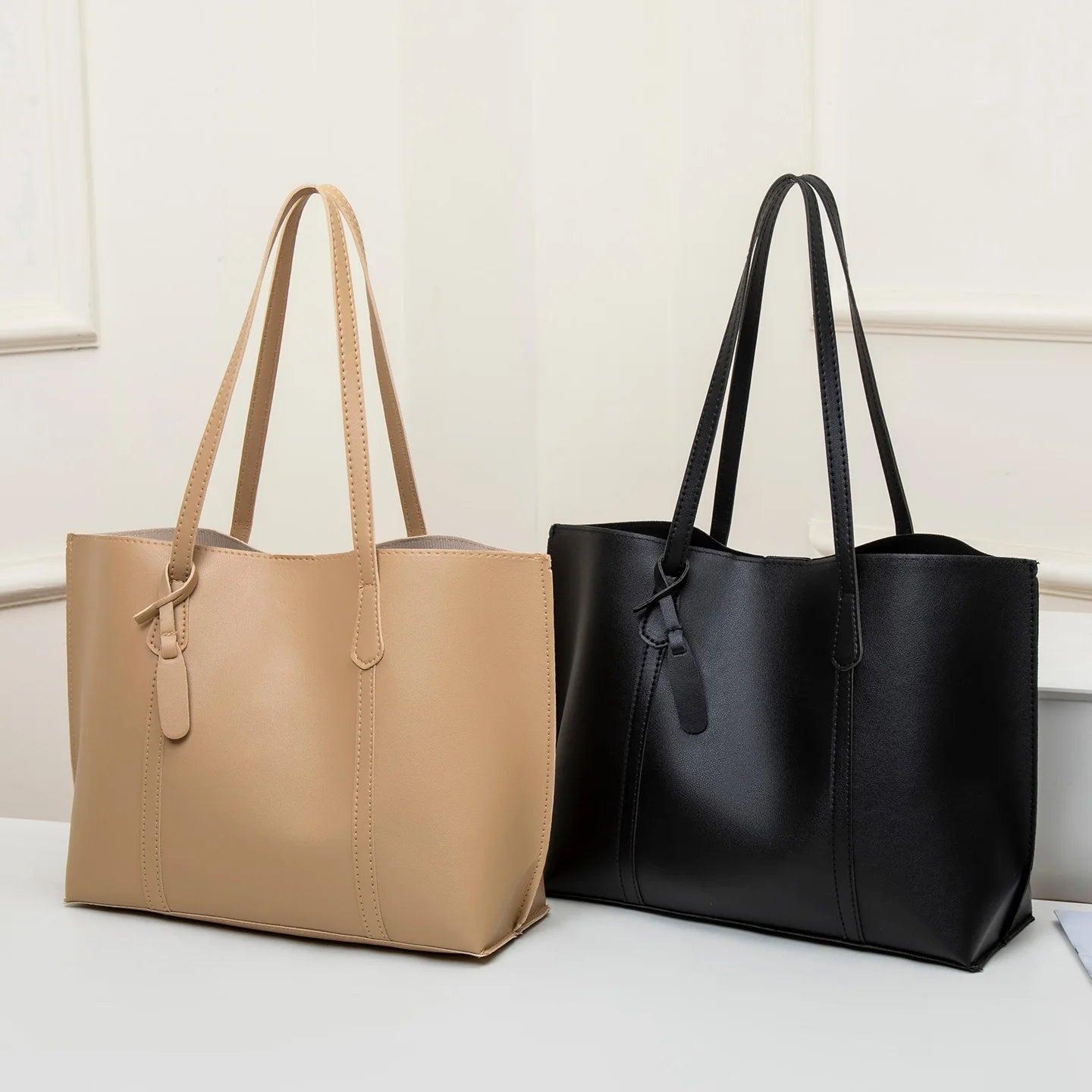 Tote Bag Solid Plain Lightweight Large Capacity PU Leather Shoulder Handbag Portable Travel Daily Women-2