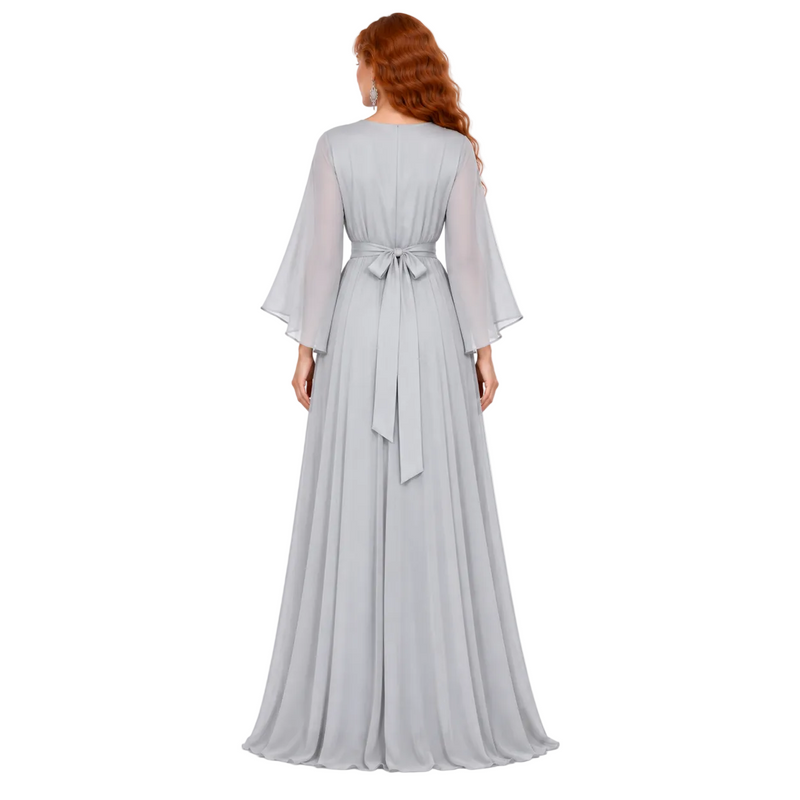 Elegant Silver Grey Embellished Kaftan Lebaran-4