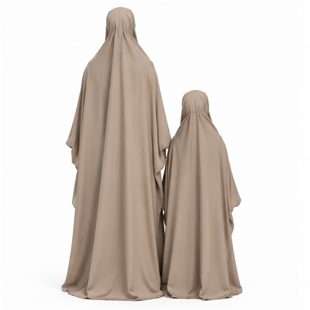 Elegant Khaki Matching Mother Daughter Jilbab-4