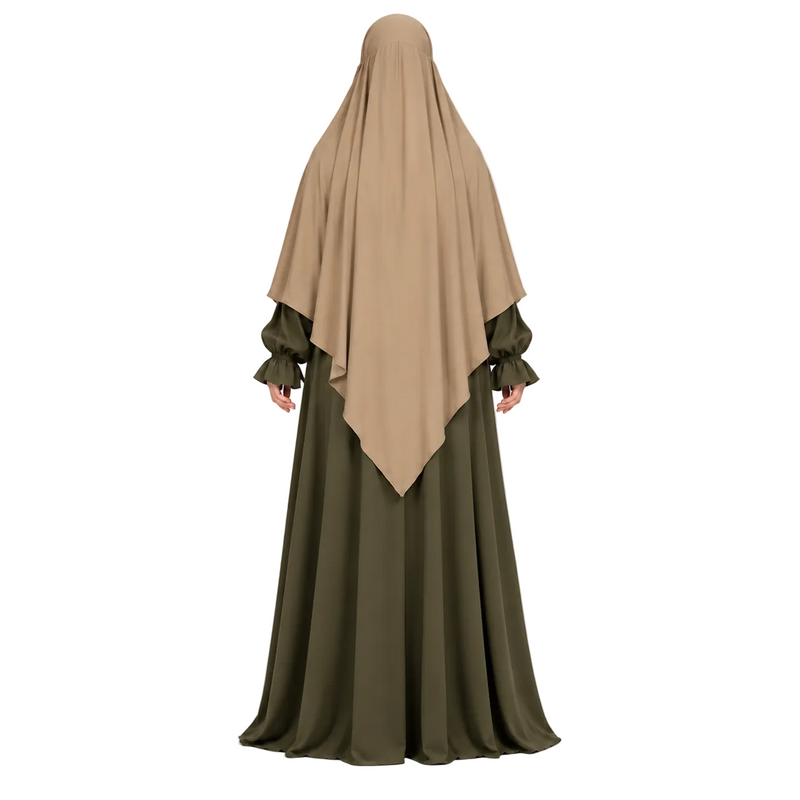 Elegant Traditional Khaki Women's Modest Khimar-4