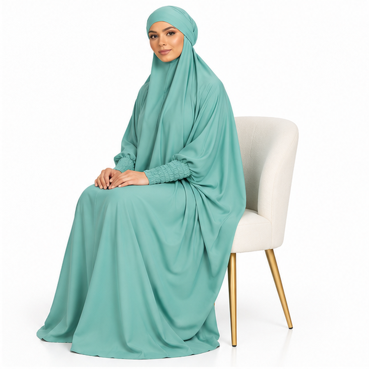 Elegant Cyan Women's Loose Fitting Jilbab-3