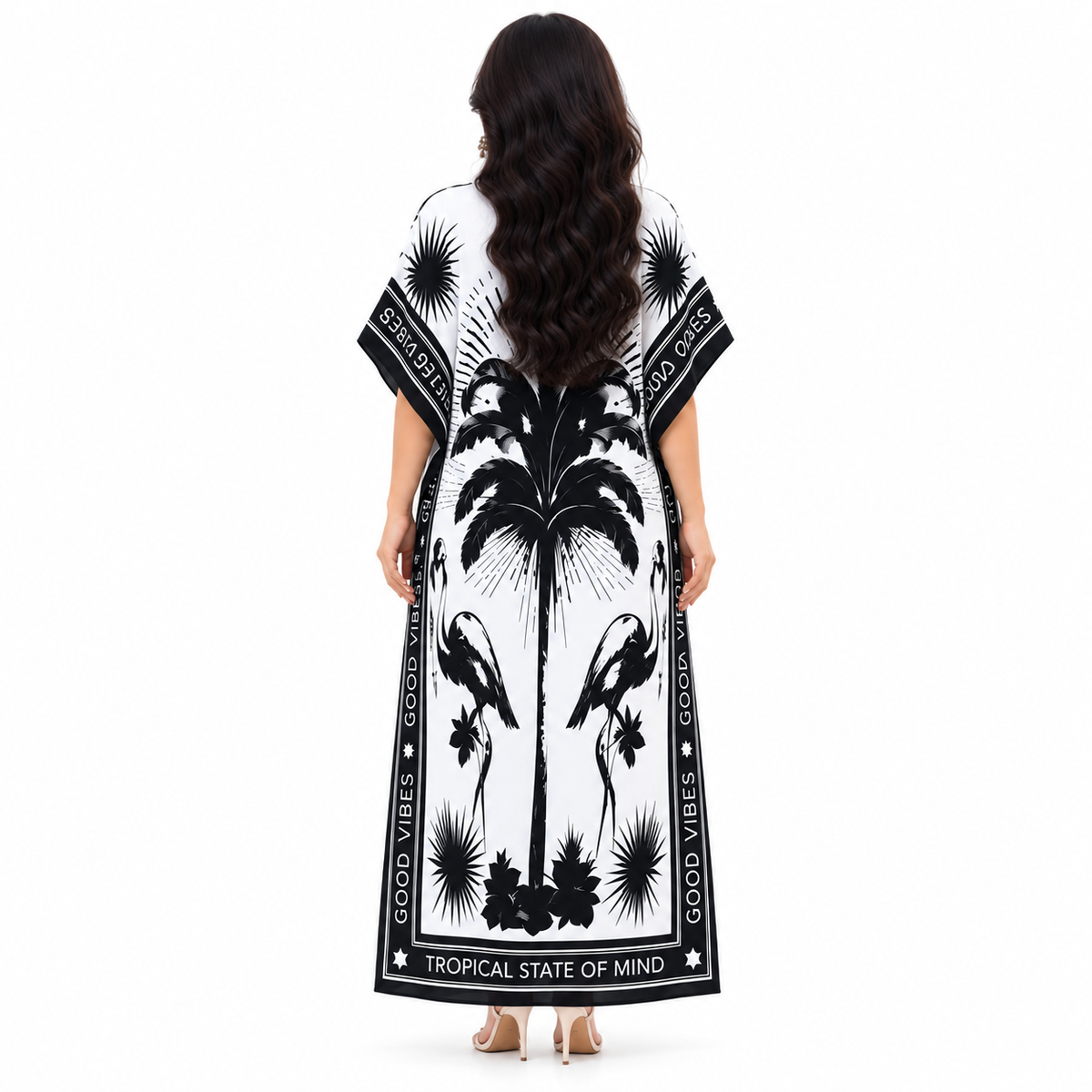 Elegant Black Print Women’s Kaftan Dress-4