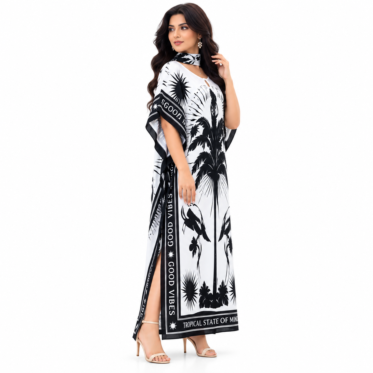 Elegant Black Print Women’s Kaftan Dress-3