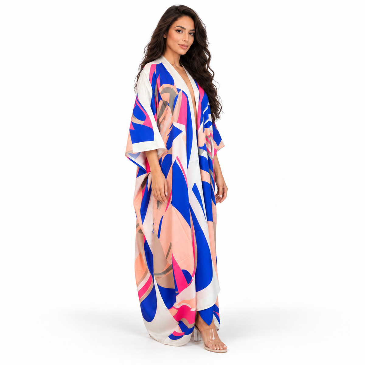 Blue Abstract Print Elegant Luxury Kaftan-3