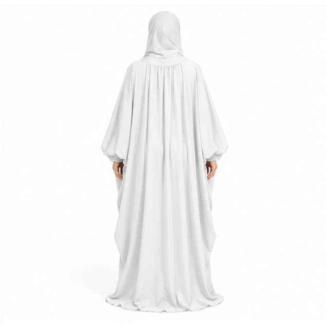 Elegant White Loose Fit Women's Jilbab-4