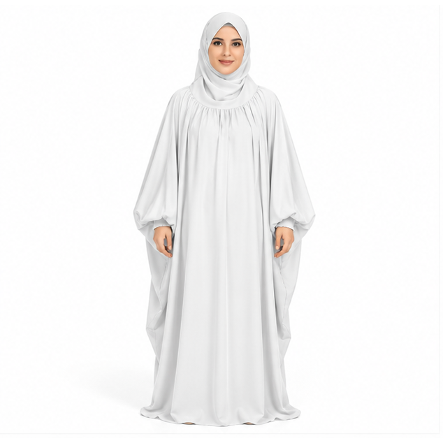 Elegant White Loose Fit Women's Jilbab-1