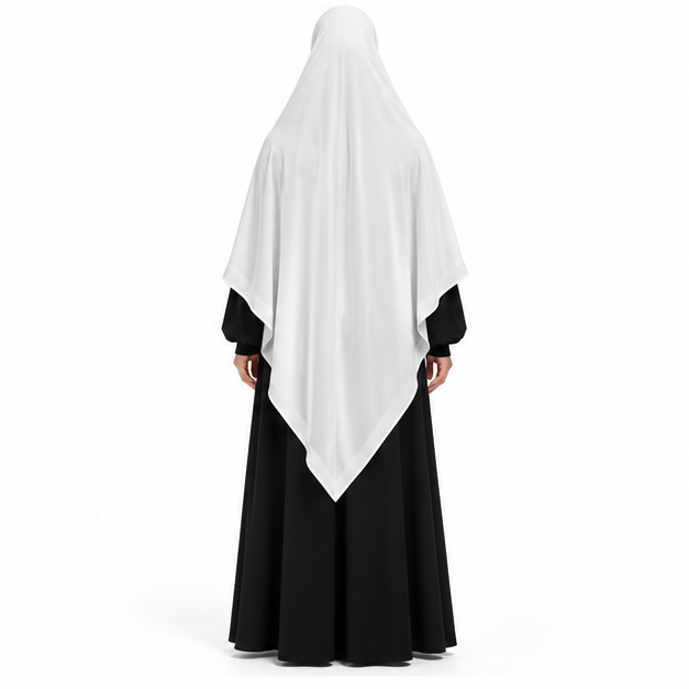 Elegant White Khimar With Graceful Coverage-4