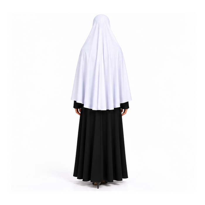Elegant White Women's Flowing Prayer Khimar-4