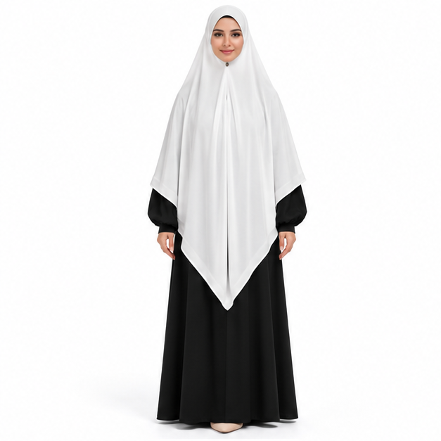 Elegant White Khimar With Graceful Coverage-1