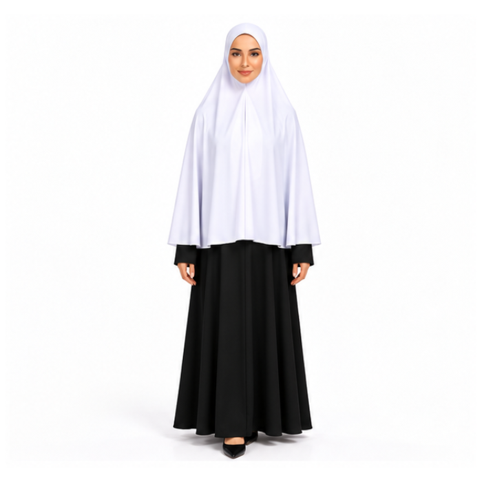 Elegant White Women's Flowing Prayer Khimar-1