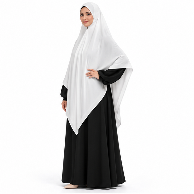 Elegant White Khimar With Graceful Coverage-3