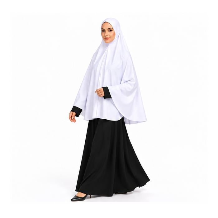 Elegant White Women's Flowing Prayer Khimar-3