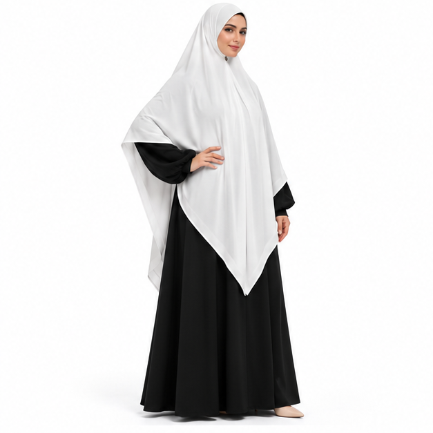 Elegant White Khimar With Graceful Coverage-2