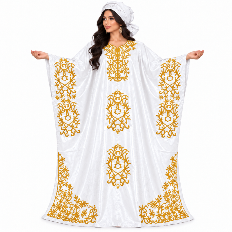 White Gold Embroidered Luxury Kaftan-1