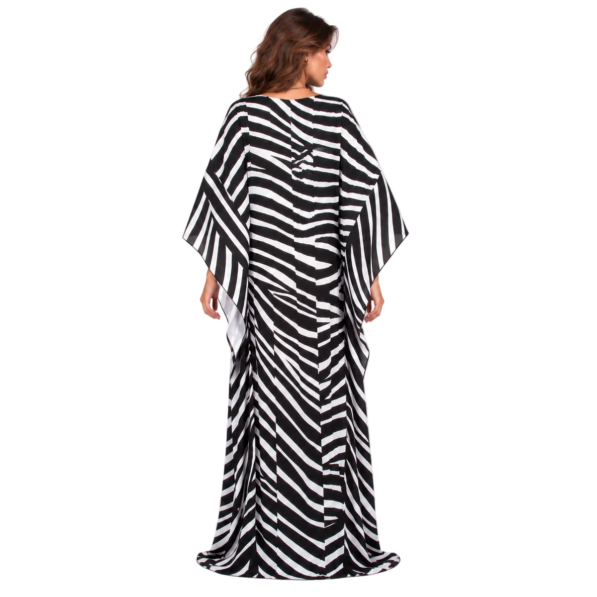 Elegant Black White Zebra Kaftan Dress-4