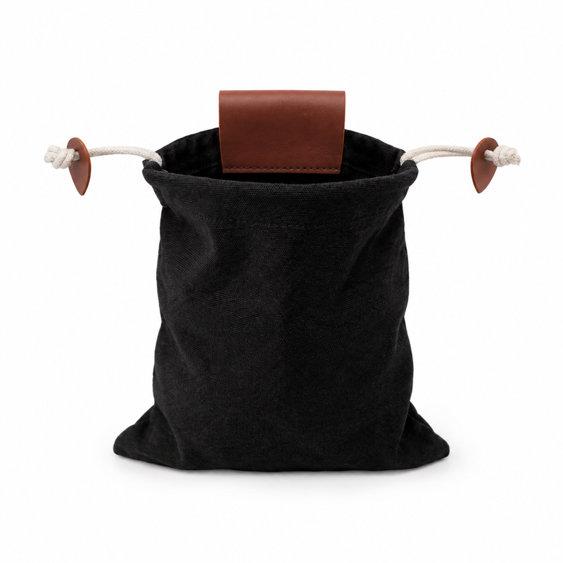 Black Waist Belt Pouch Brown Accents-2