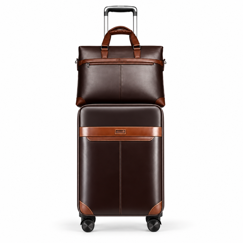 Elegant Brown Luggage Set With Tote-3