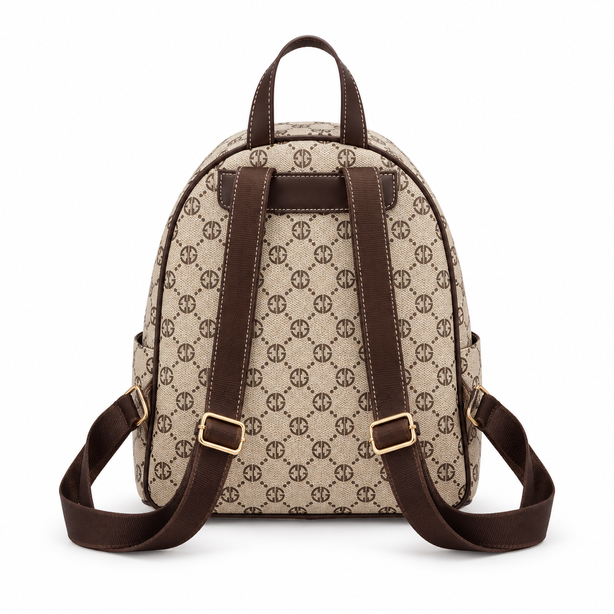 Elegant Monogram Backpack With PomPom Charm-2