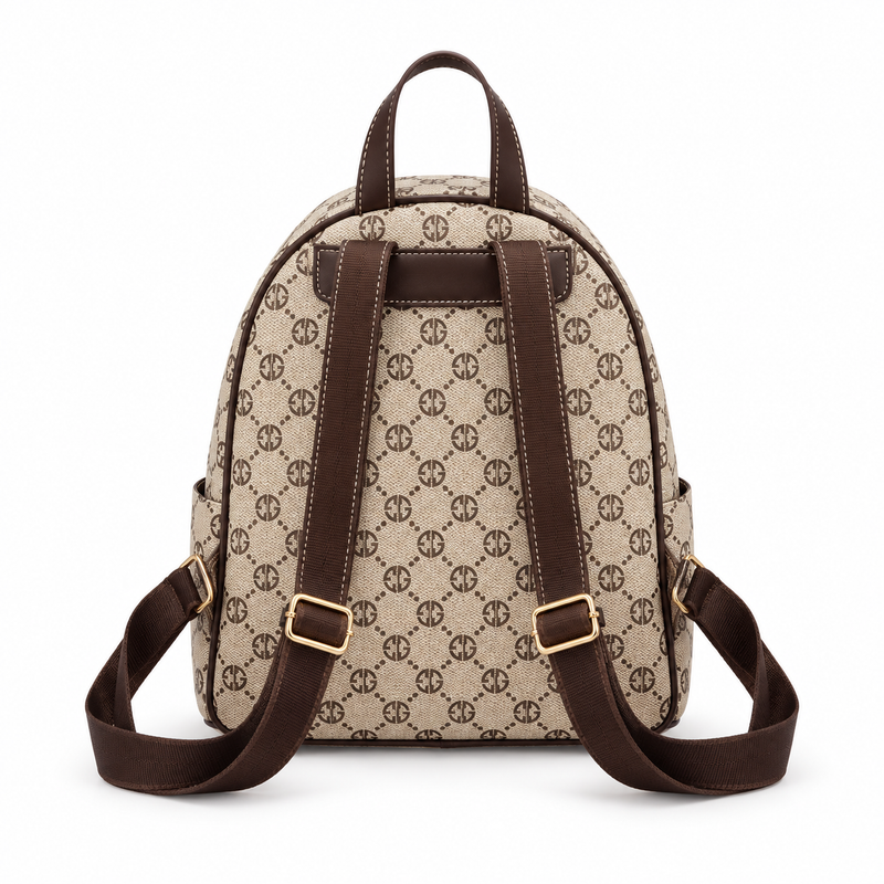 Elegant Monogram Backpack With PomPom Charm-2