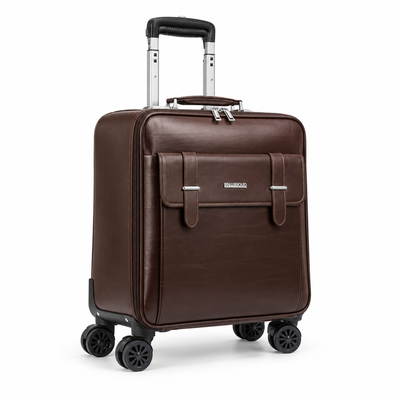 Classic Brown Spinner Trolley Travel Suitcase-1