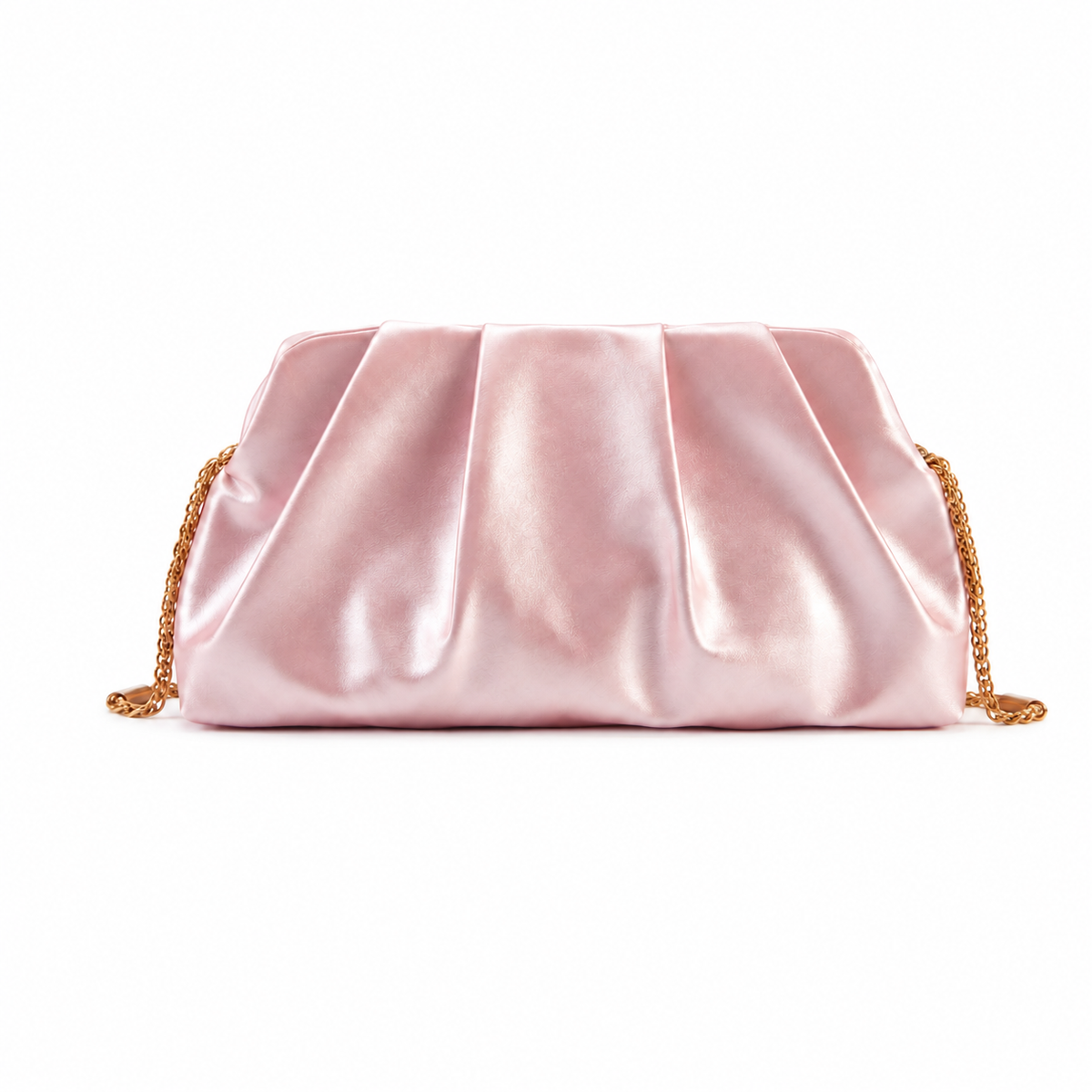 Blush Pink Ruched Satin Clutch Bag-3