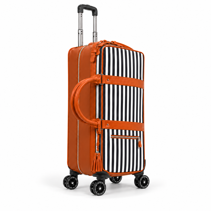 Classic Striped Trolley Bag With Wheels-1