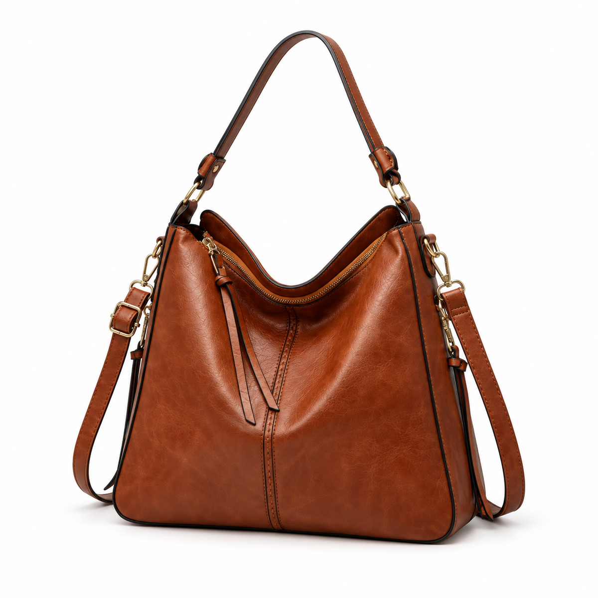 Vintage Brown Hobo Shoulder Crossbody Bag-3