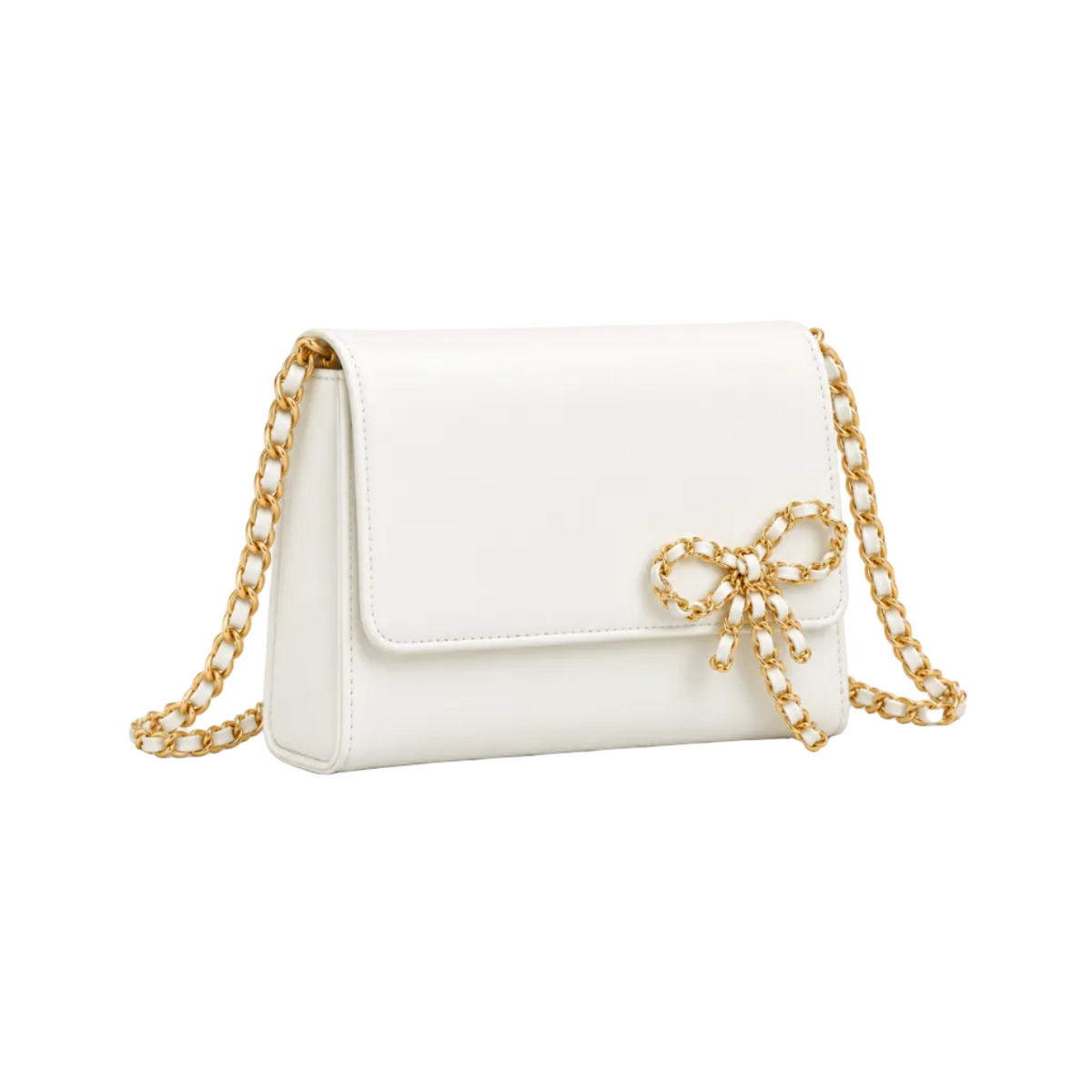 Elegant White Chain Bow Crossbody Bag