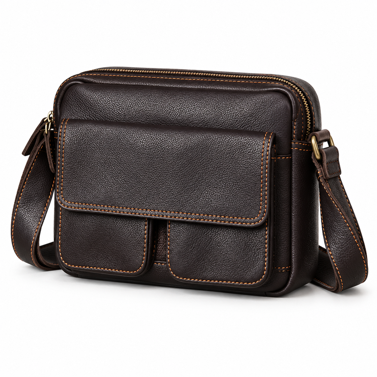 Dark Brown Leather Satchel Shoulder Bag-3