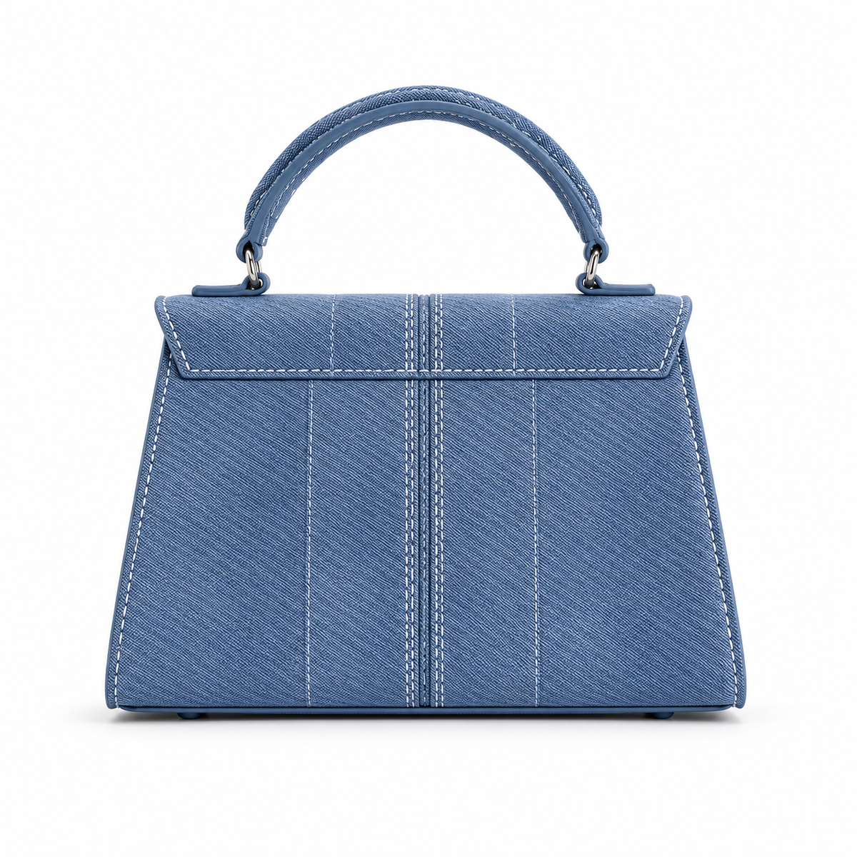 Blue Structured Satchel With Silver Lock-2