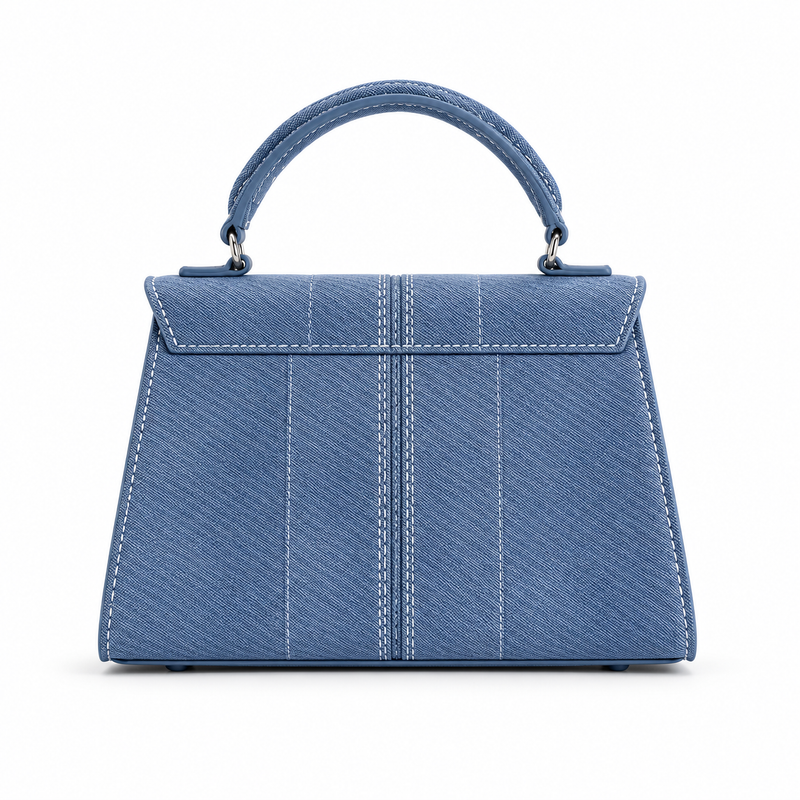 Blue Structured Satchel With Silver Lock-2
