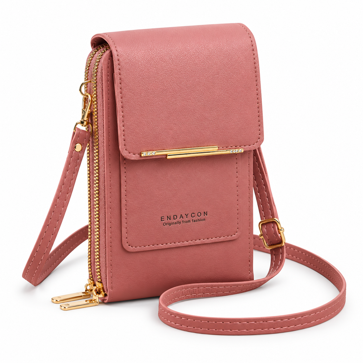 Dusty Pink Compact Crossbody Phone Bag-1