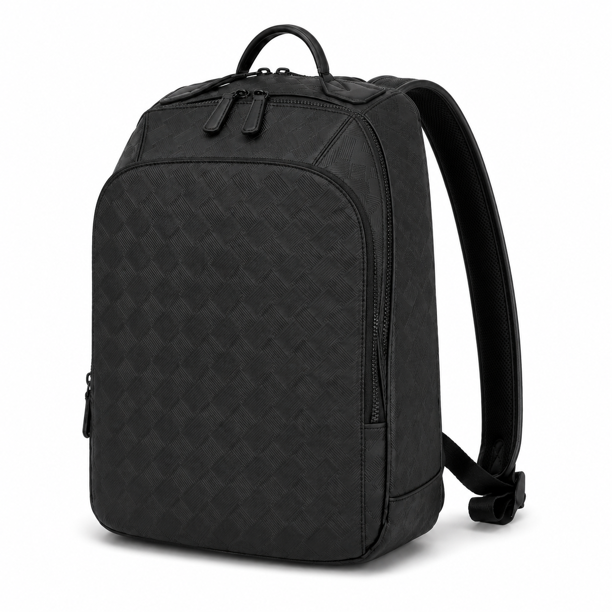 Large Black Textured Business Backpack – Premium Multi-Compartment Travel & Laptop Bag-7