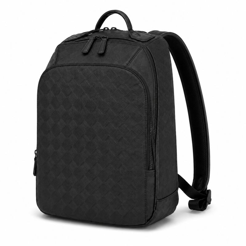 Large Black Textured Business Backpack – Premium Multi-Compartment Travel & Laptop Bag-7