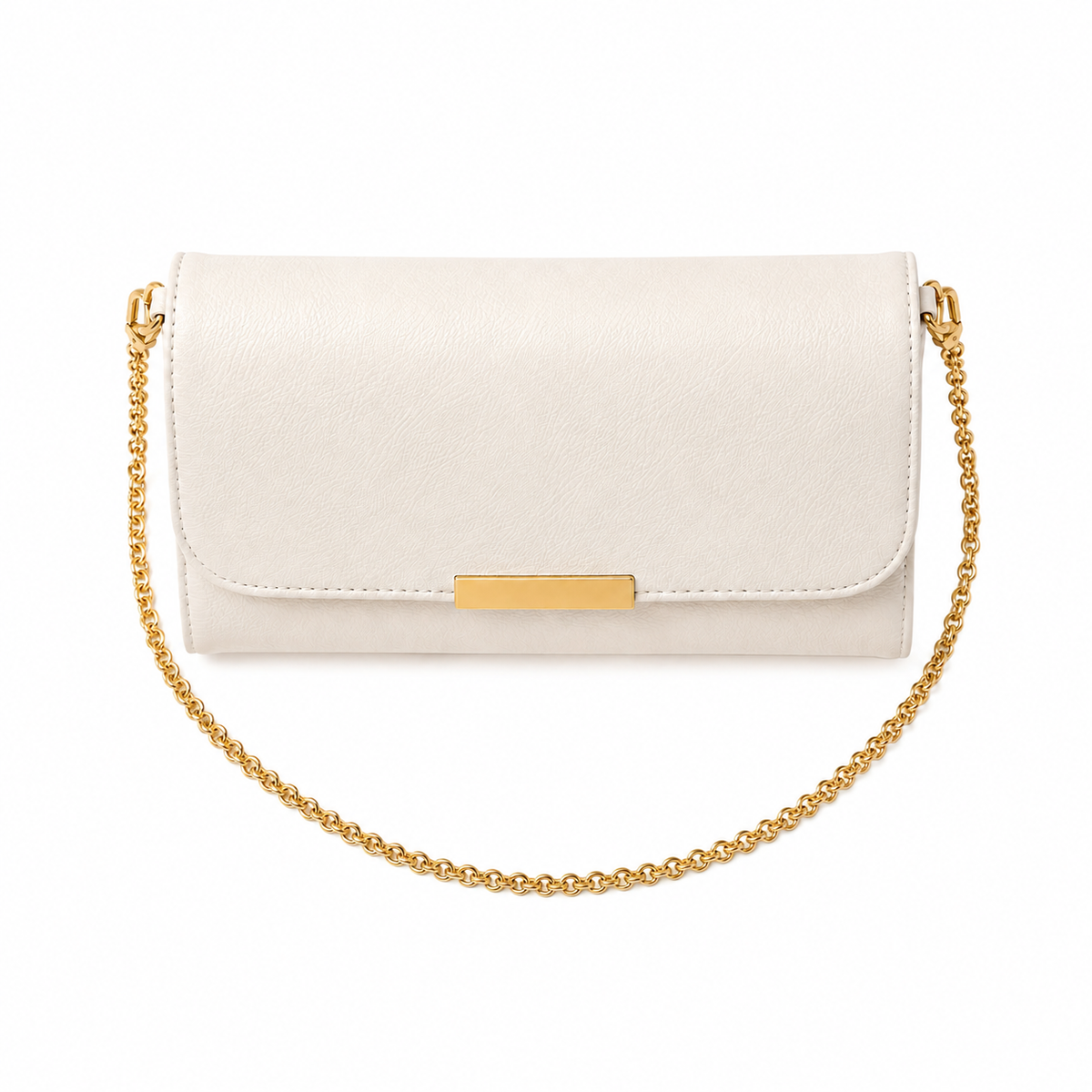 White Mosaic Textured Leather Clutch Bag-2