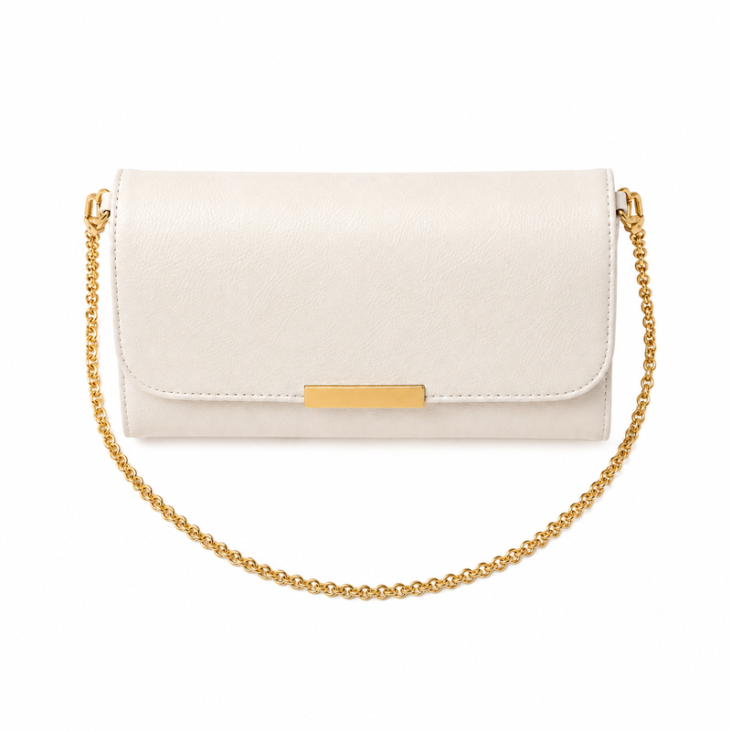 White Mosaic Textured Leather Clutch Bag-2