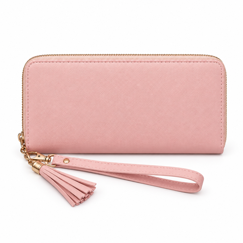 Blush Pink Geometric Color Block Wristlet-2