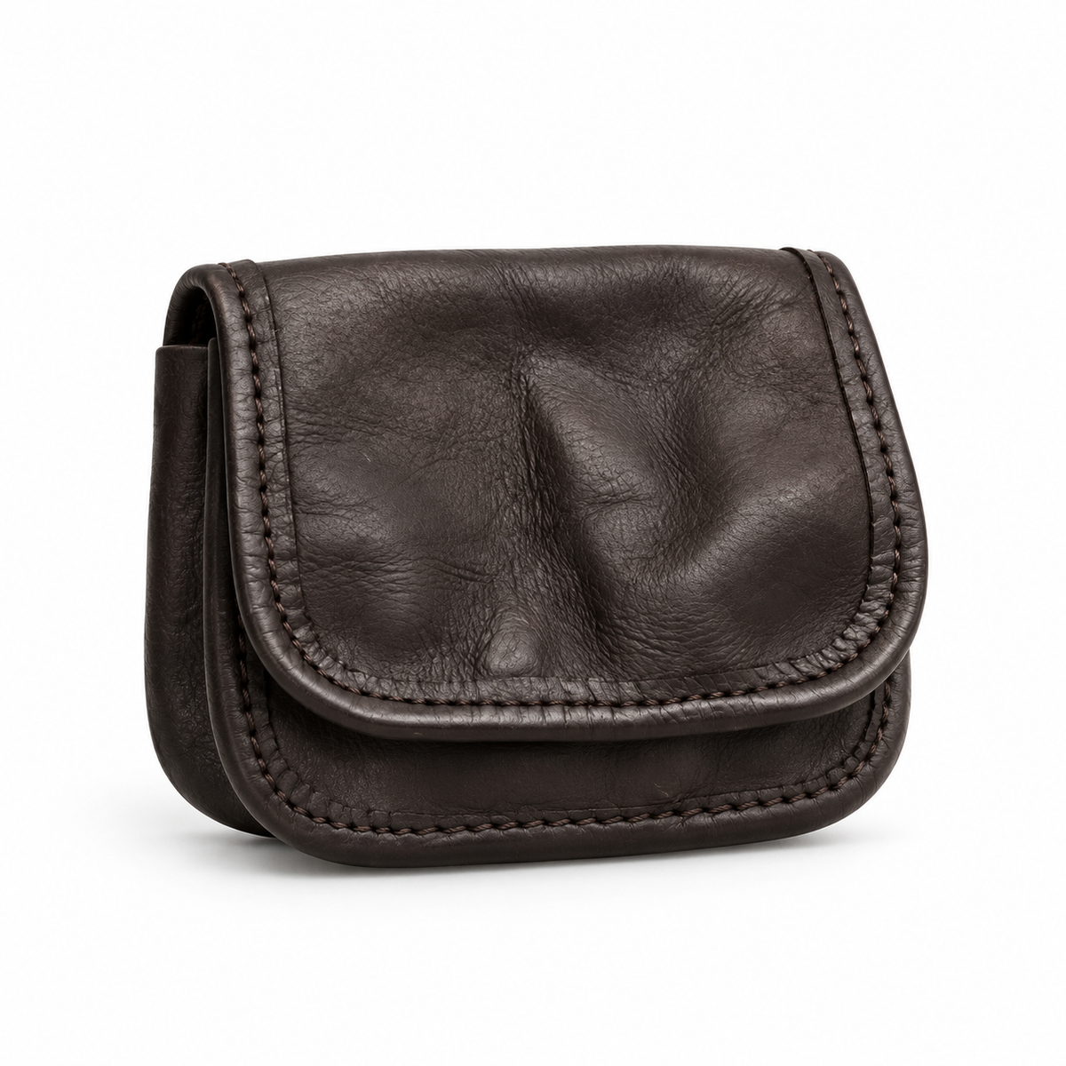 Vintage Dark Brown Textured Flap Pouch