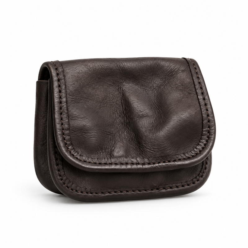 Vintage Dark Brown Textured Flap Pouch-1