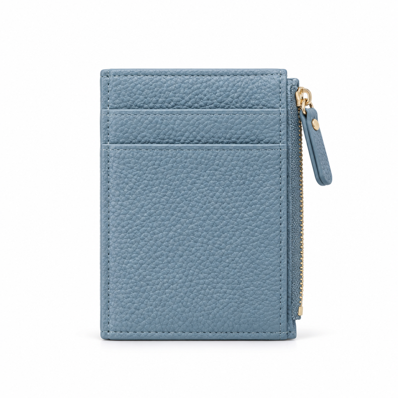 Dusty Blue Pebbled Compact Card Wallet-2