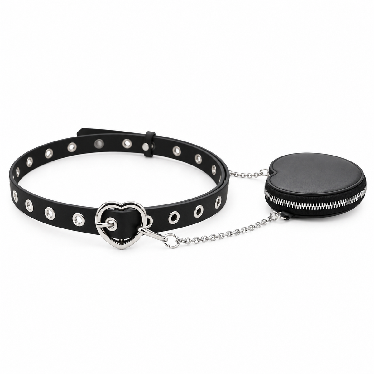 Black Heart Buckle Belt Pouch Set-2