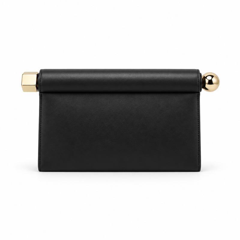 Elegant Black Leather Evening Clutch Bag-2
